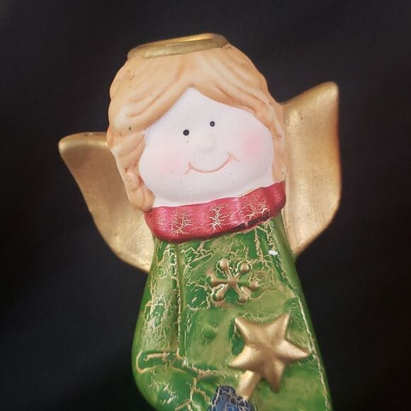 💐Vintage Set of 3 Lovely Ceramic Angel Votive Tealight Candle Holder Luminaries - Picture 7 of 10